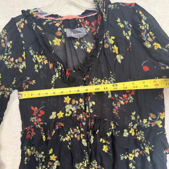 Anthropologie Floral Jamison Ruffles Flowy Blouse Whimsy Goth Tunic Top Boho M - Picture 15 of 16